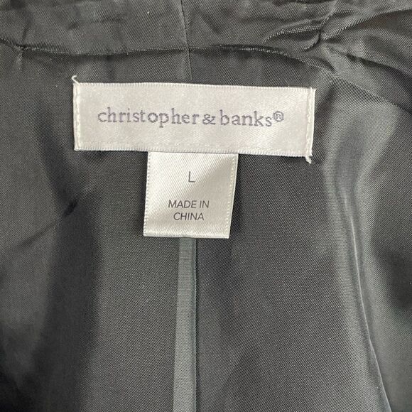 Pre-Owed Christopher & Banks Womens Black and Purple Floral Zip-up Vest Size L - Picture 5 of 6